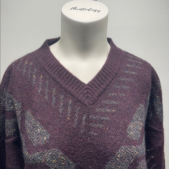 Salvatore Ferragamo Vintage Sweater Long Sleeve Knit Pullover Purple Mens Medium - Picture 2 of 7